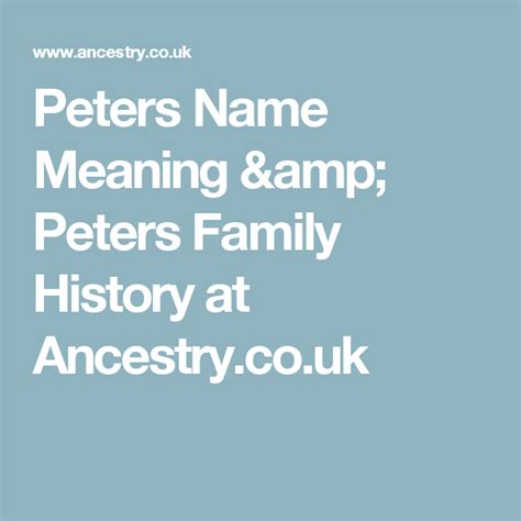 peteras|Peteras Name Meaning & Peteras Family History at Ancestry.com®.